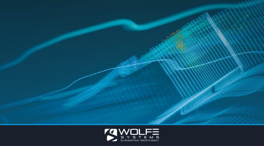 Abstract digital artwork with blue light streaks on a dark background, creating a futuristic feel.